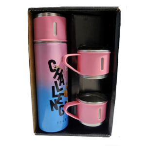 ترمس حرارى 500 مل ,VACUUM FLASK SET , مزود ب 2غطاء أضافى, رسمة دبدوب