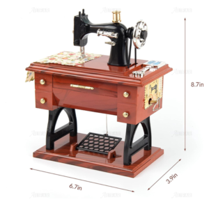 AUEAR، صندوق موسيقى صغير عتيق آلة الخياطة تمثال هدية عيد الميلاد الجدول ديكور